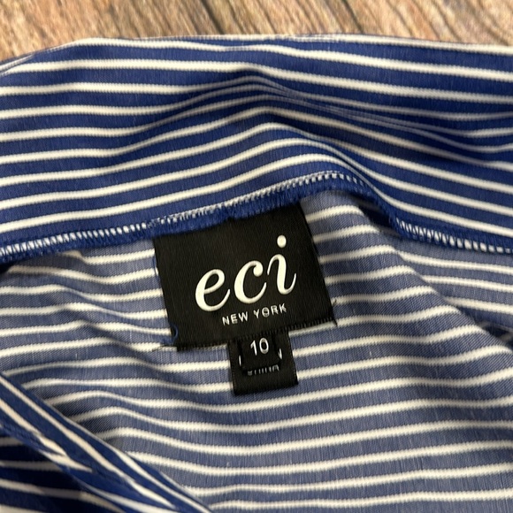 Macy’s ECI New York Size 10 Blue/White One Shoulder Diagonal Striped Dress - Picture 10 of 11